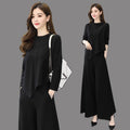 Professional Suit Wide-Leg Pants Youthful Slimming Stylish Fashionable Lady Two-Piece Set Women Casual Trendy Spring Autumn