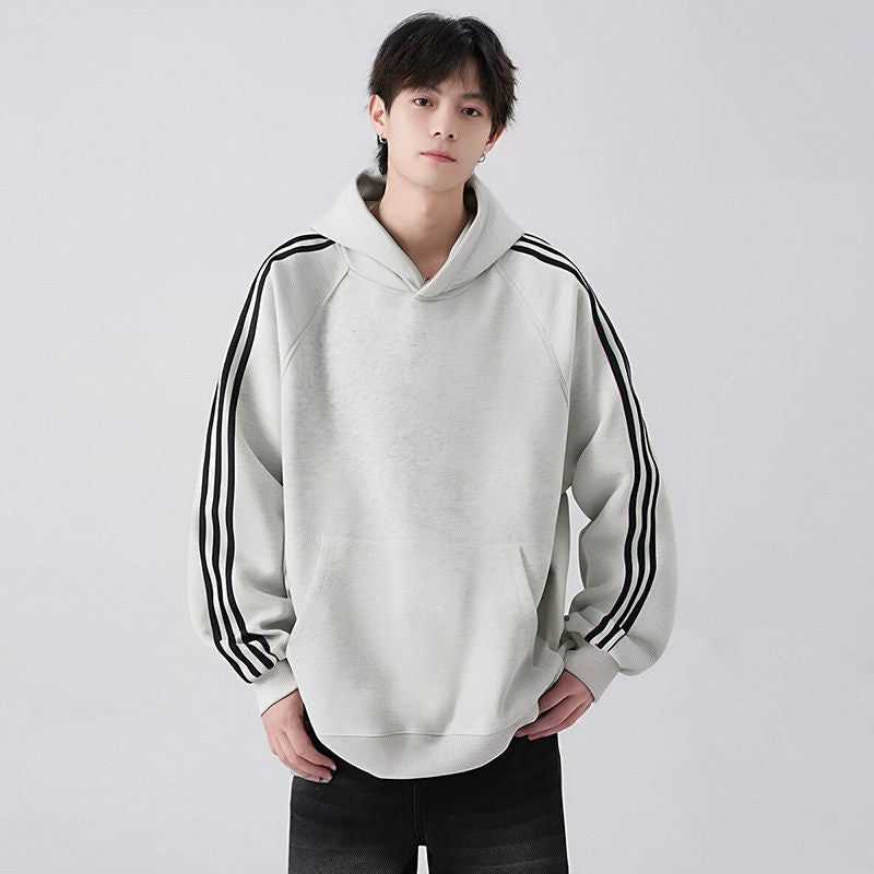 Streetwear Three-Stripe Hoodie Unisex Spring Autumn New Shoulder Sleeve Pullover Sport Jacket Loose Long Sleeve Top
