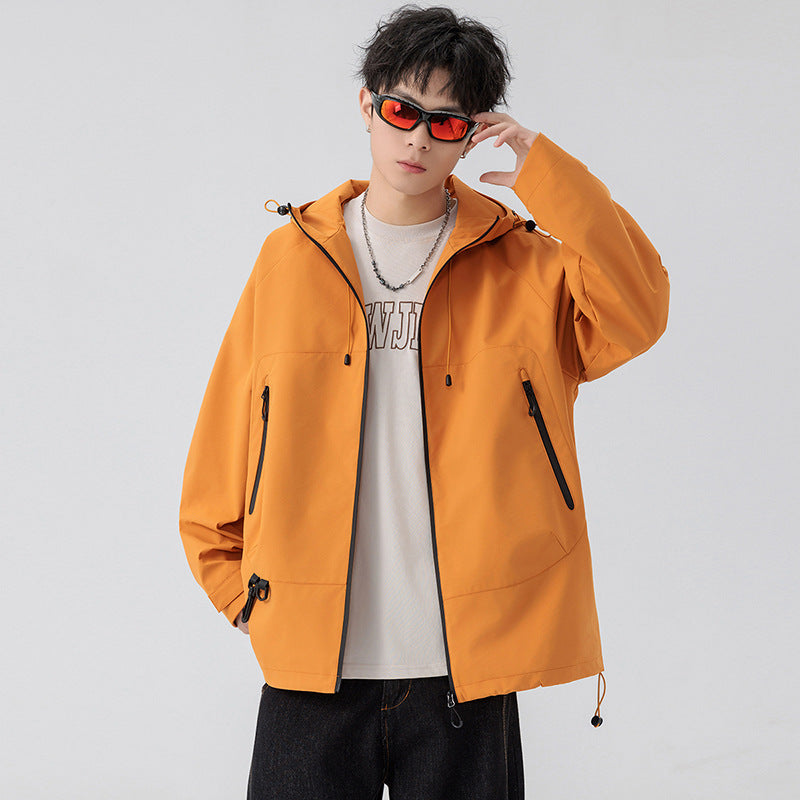 Unisex Waterproof Windbreaker Jacket for Hiking and Travel - Storm Orange