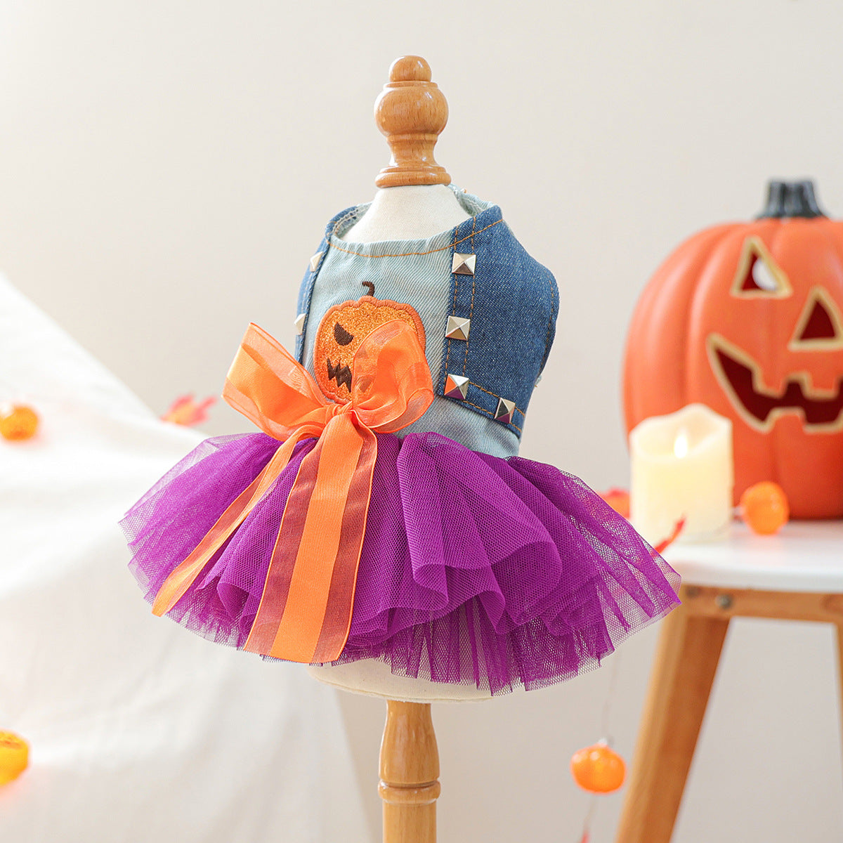 Halloween Pet Dog Cat Dress Quirky Pumpkin Wedding Costume Outfit