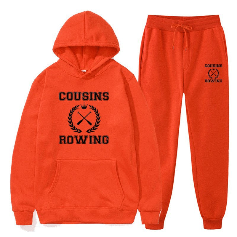 Loose Hooded Sweatshirt and Cuffed Pants Set