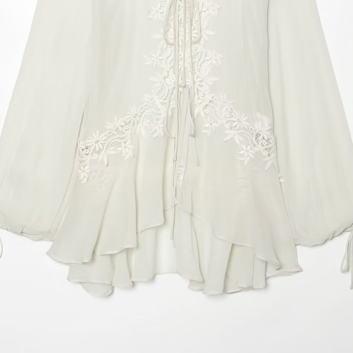 Collar Embroidered Lace Shirt