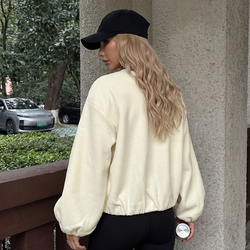 Woolen Baseball Jacket, Loose Fit Varsity Coat