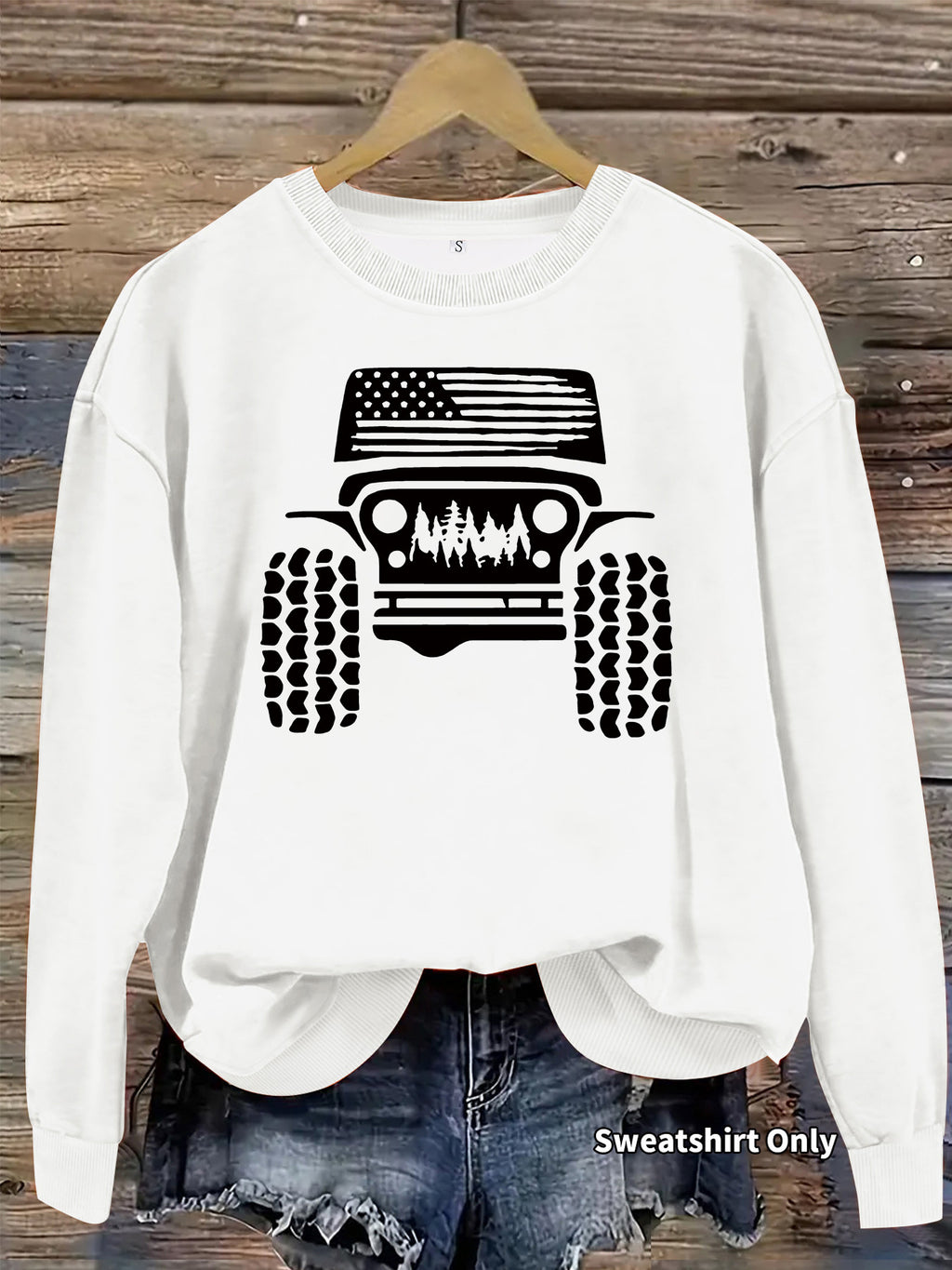 Printed loose velvet sweatshirt