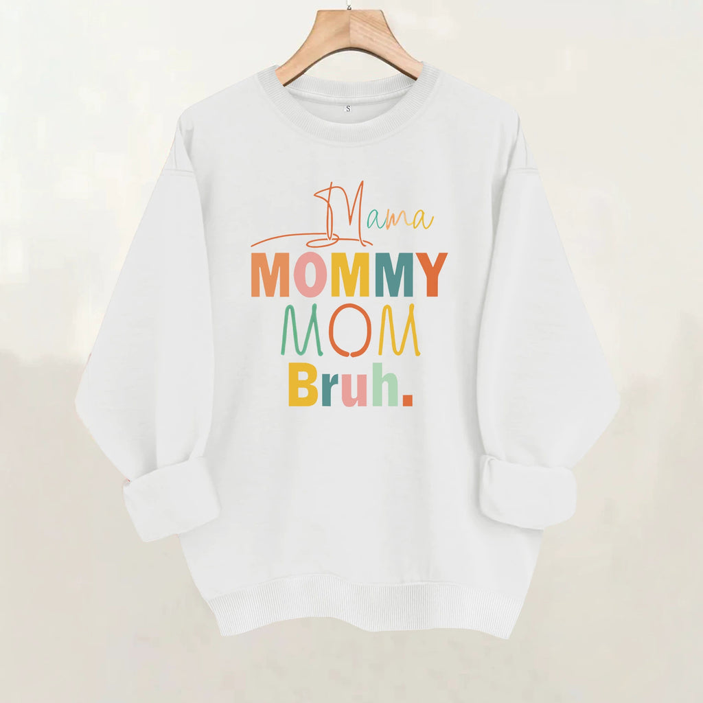 Colorful letter printed round neck fleece hoodie