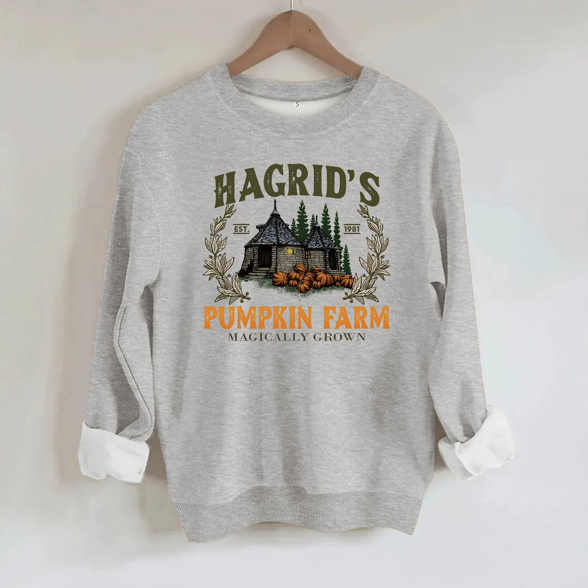 Pattern printed round neck fleece hoodie