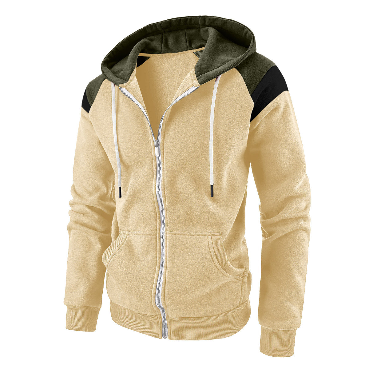 Men's Color Block Long Sleeve Hooded Casual Sweatshirt