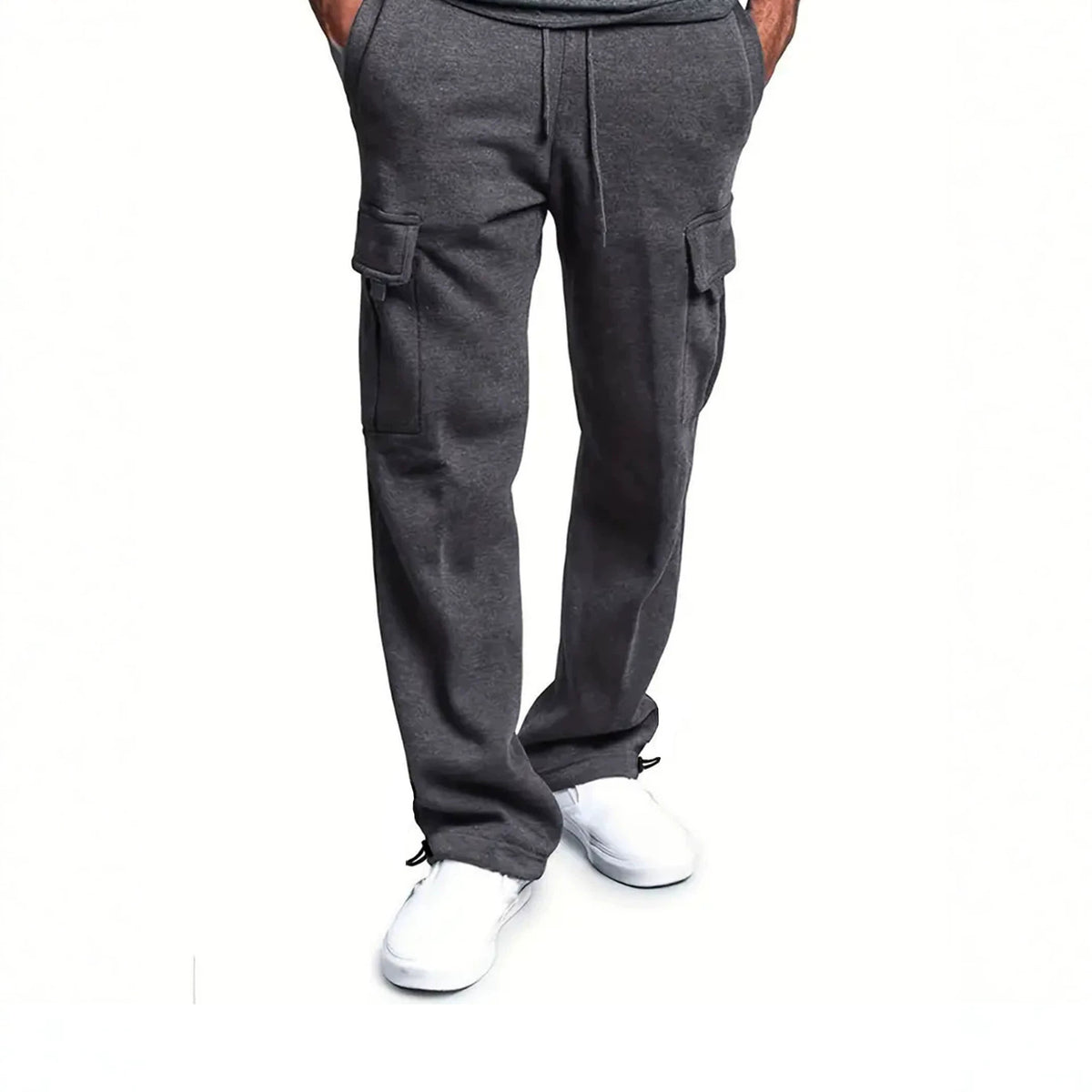 Men's Casual Vintage Cargo Pants Multi-pocket Loose Fit Straight Leg Tapered Long Trousers