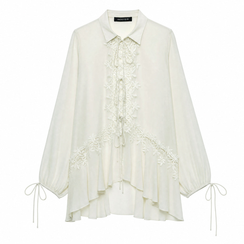 Lace Embroidered Collar Shirt
