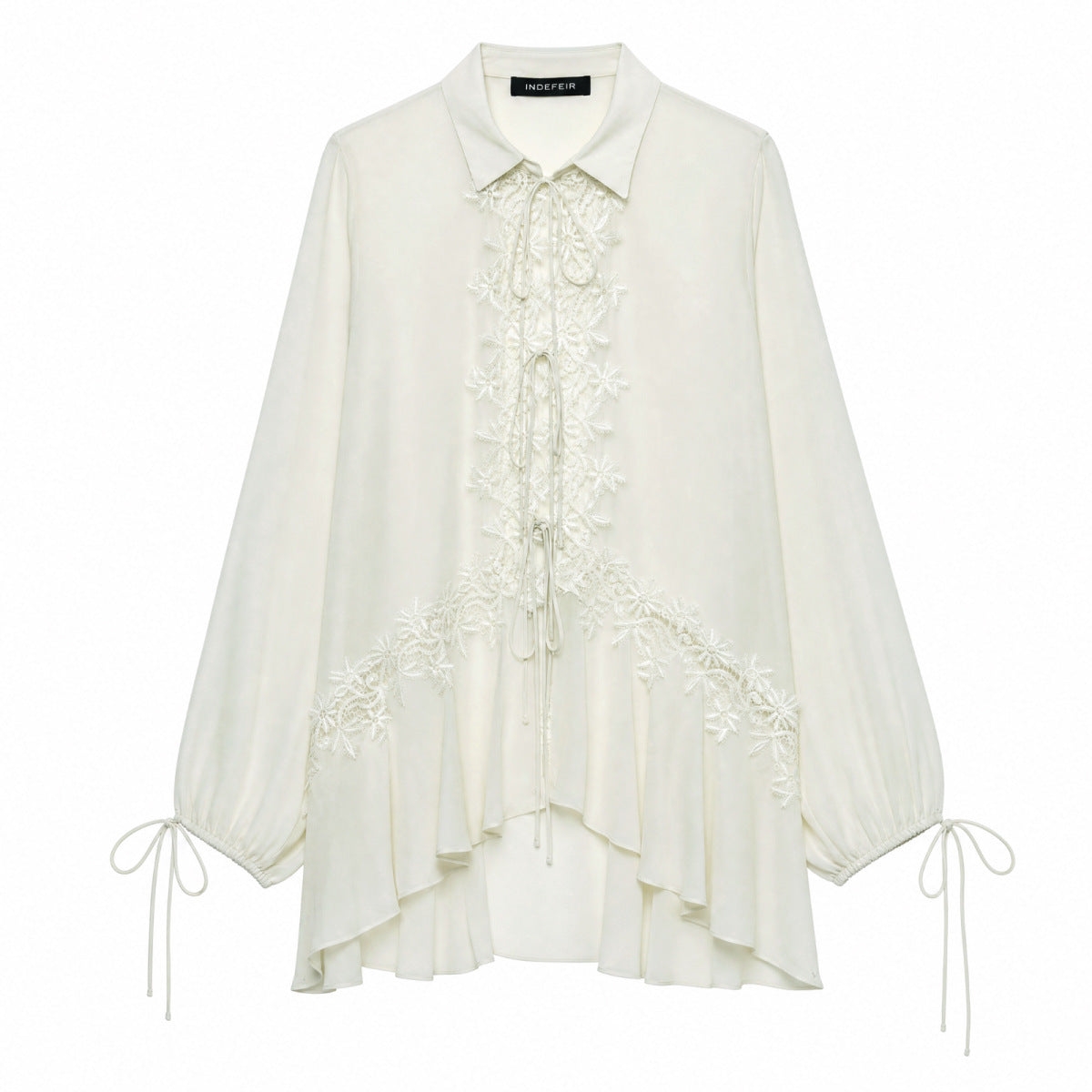 Lace Embroidered Collar Shirt
