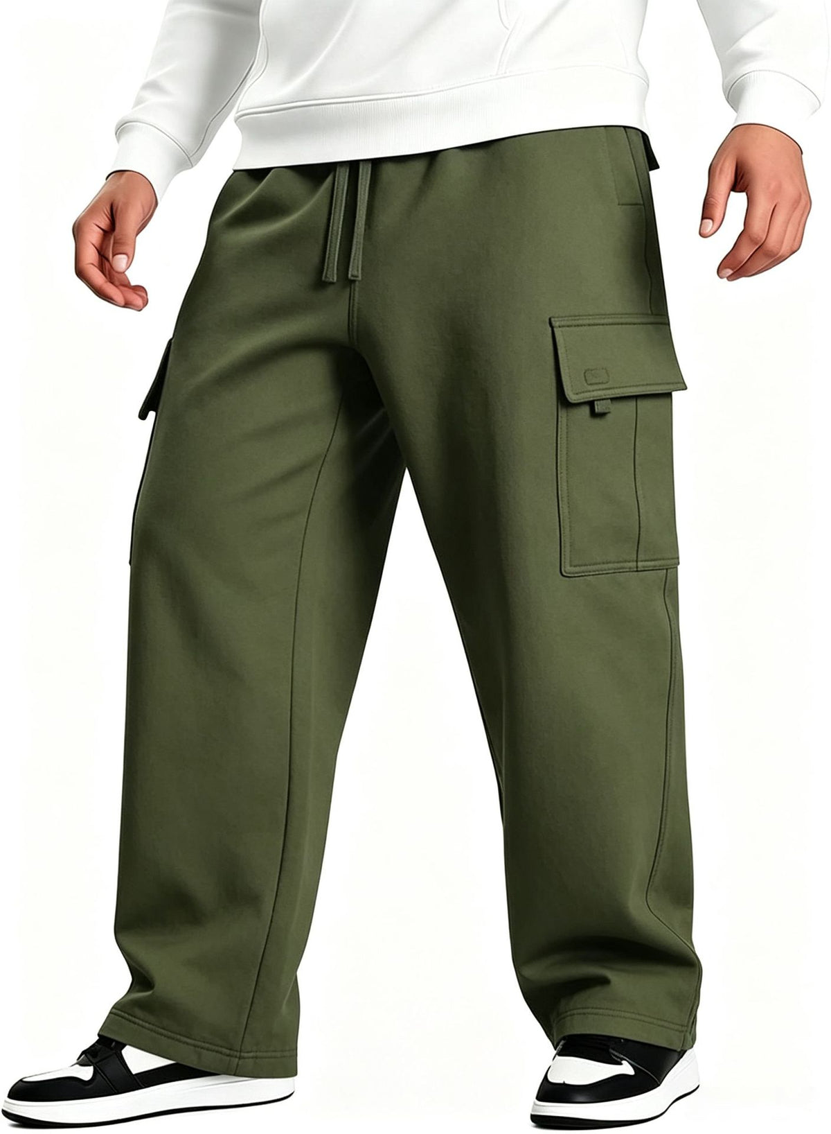 Men's Multi-pocket Casual Pants with Unique Design, Loose Fit Workwear Style Long Trousers