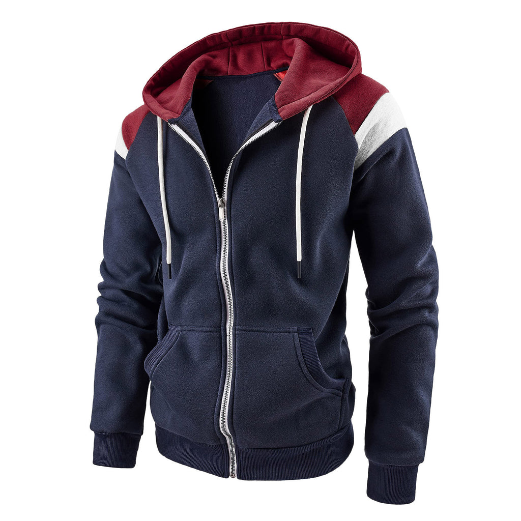 Men's Color Block Long Sleeve Hooded Casual Sweatshirt