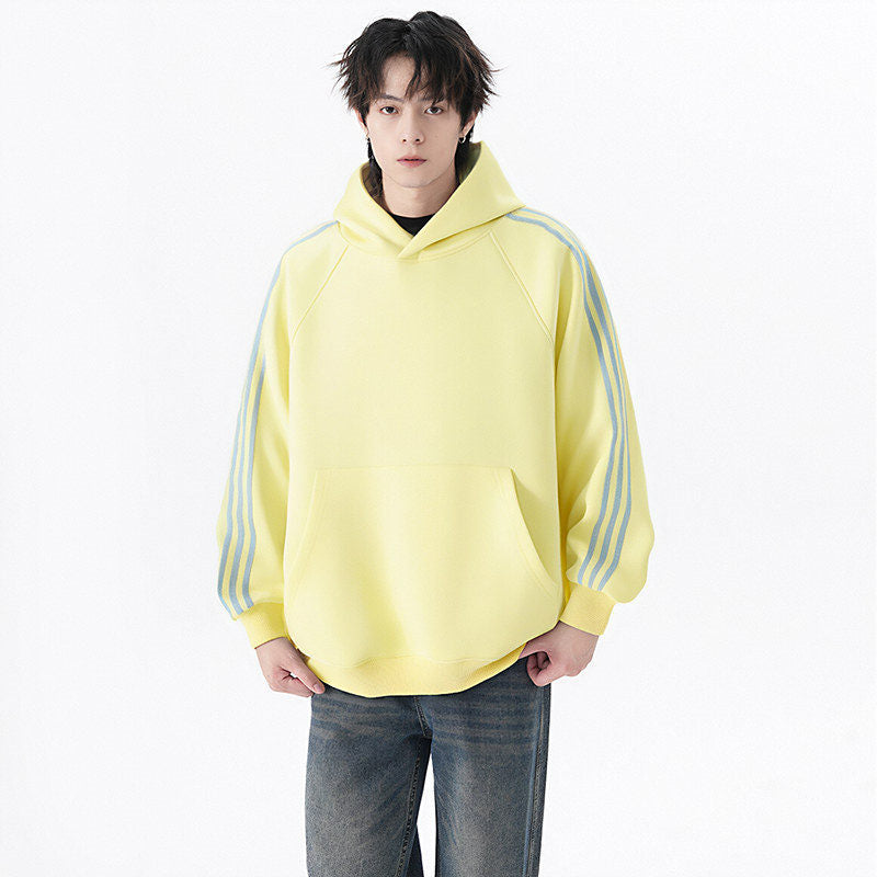Streetwear Three-Stripe Hoodie Unisex Spring Autumn New Shoulder Sleeve Pullover Sport Jacket Loose Long Sleeve Top