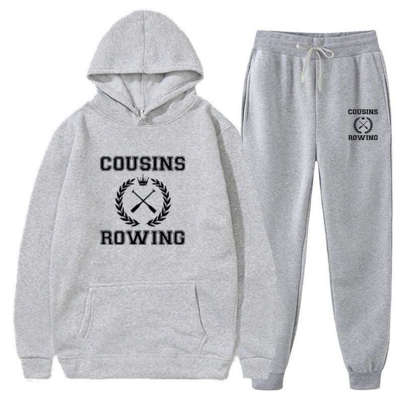 Loose Hooded Sweatshirt and Cuffed Pants Set