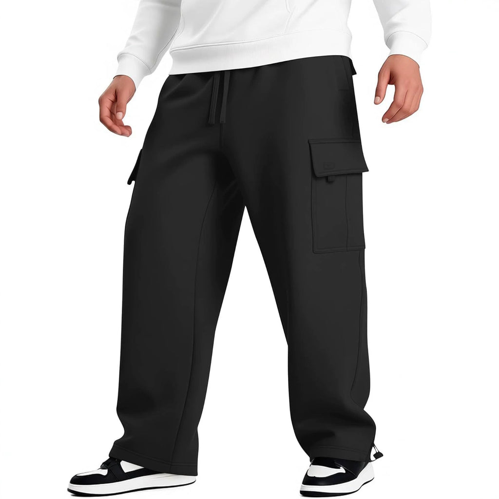 Men's Multi-pocket Casual Pants with Unique Design, Loose Fit Workwear Style Long Trousers