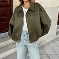 Women's Casual Retro Lapel Collar Loose Cropped Jacket