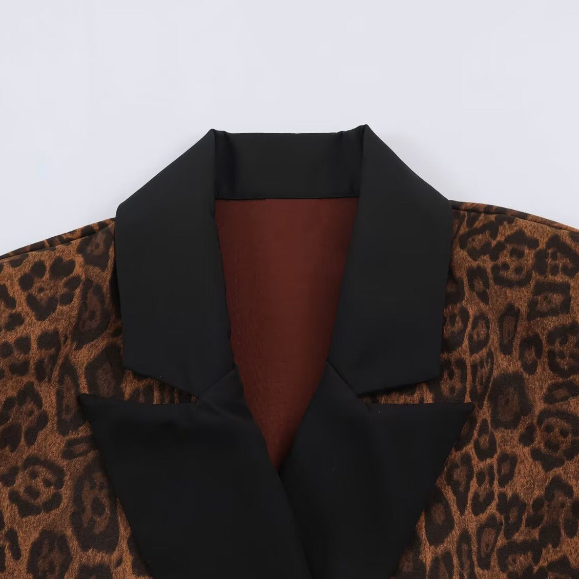 Leopard print double breasted long jacket