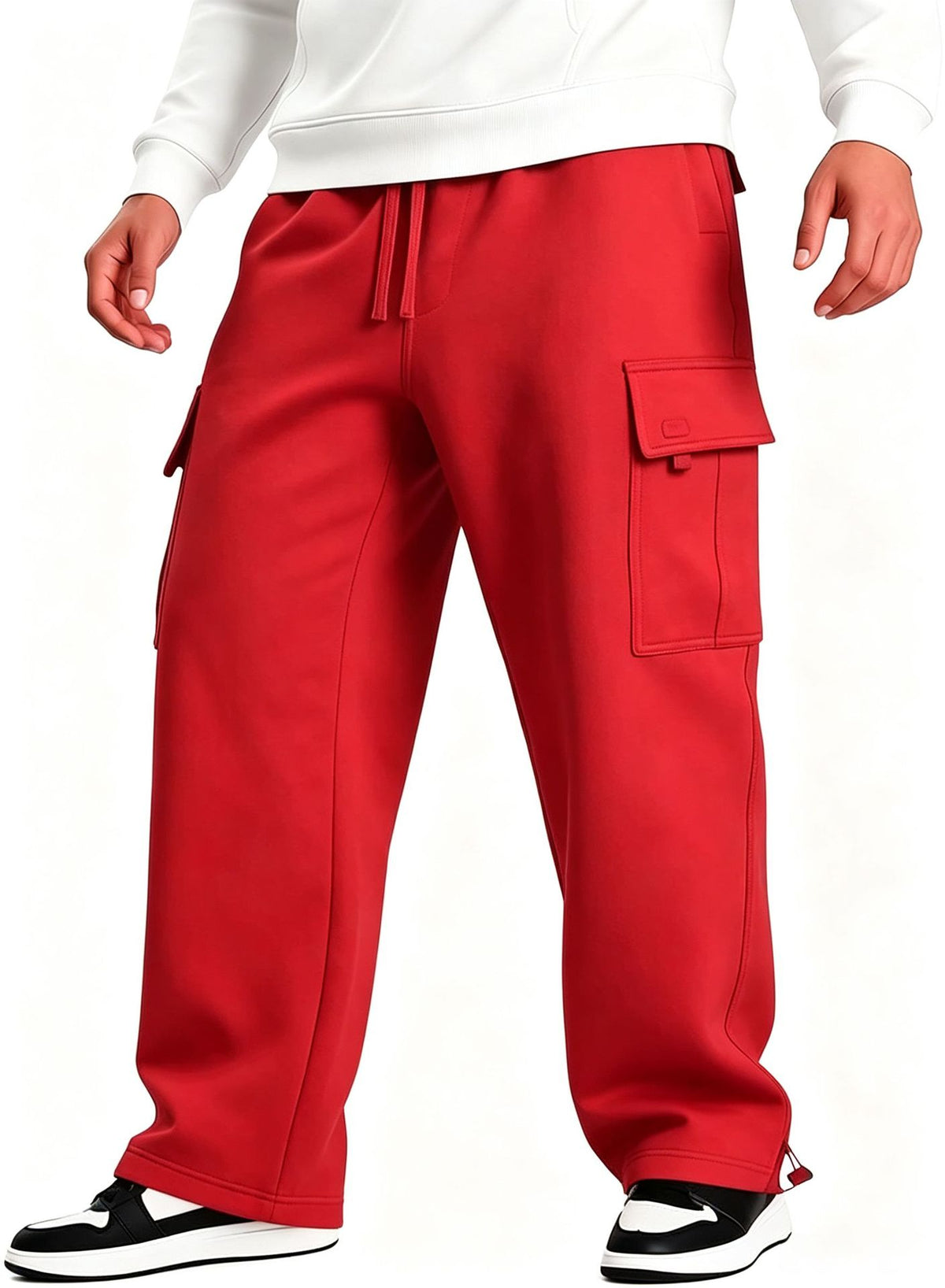 Men's Multi-pocket Casual Pants with Unique Design, Loose Fit Workwear Style Long Trousers
