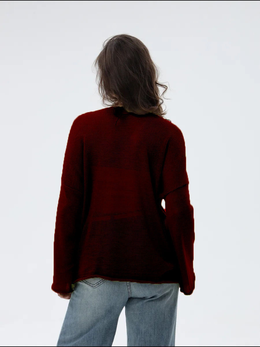 Round neck flared sleeve knitted top