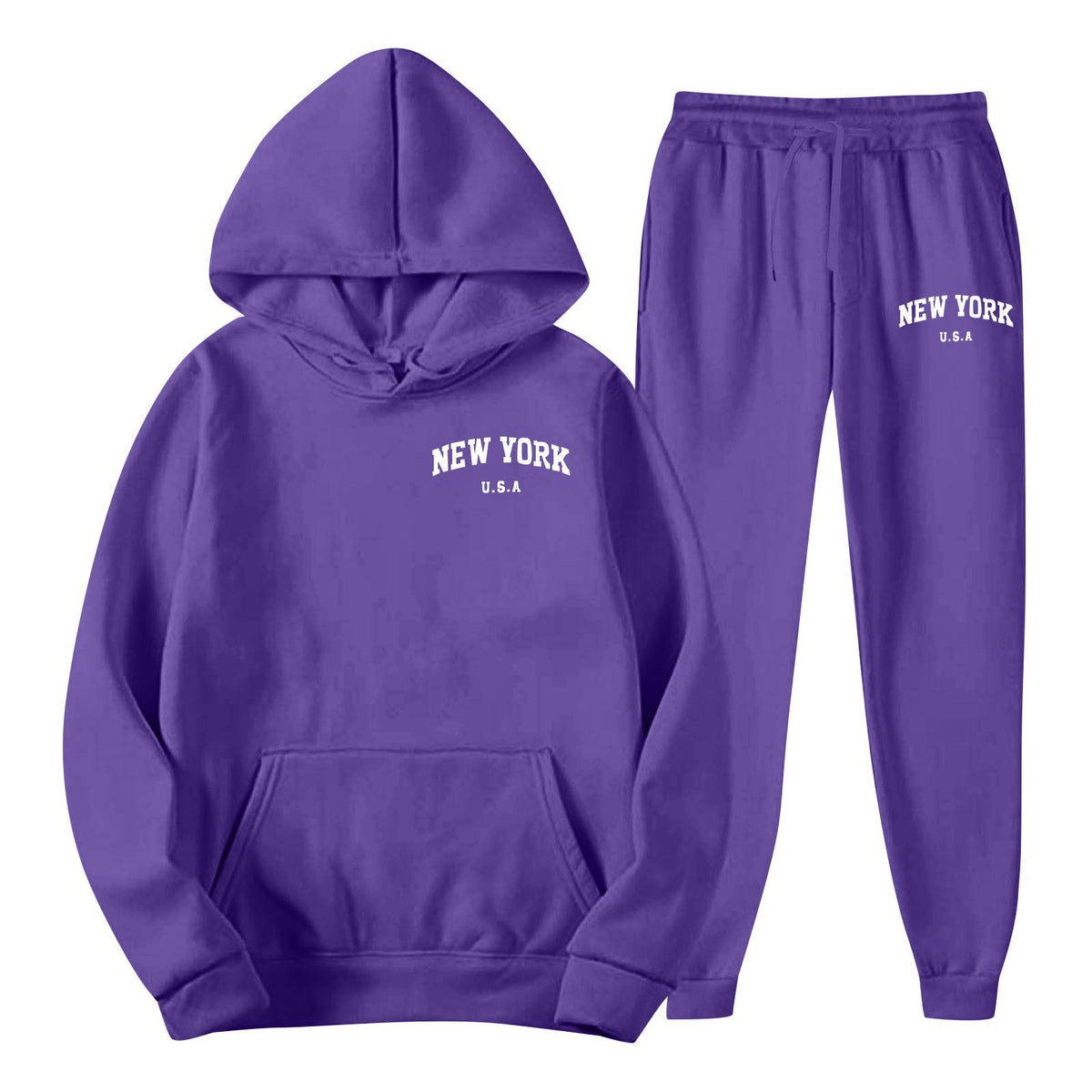 Men's Hoodie Set Solid Color Two-Piece