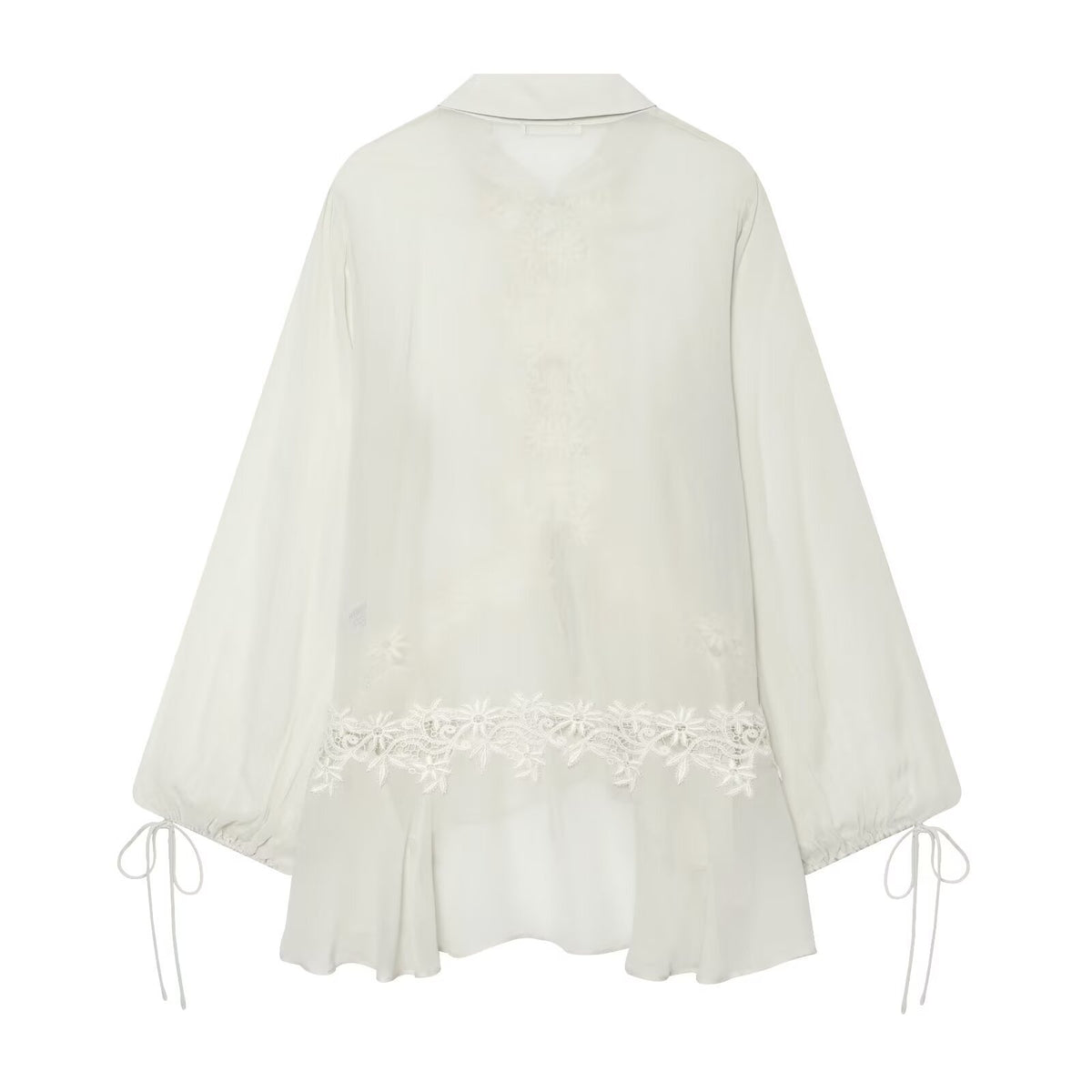 Collar Embroidered Lace Shirt