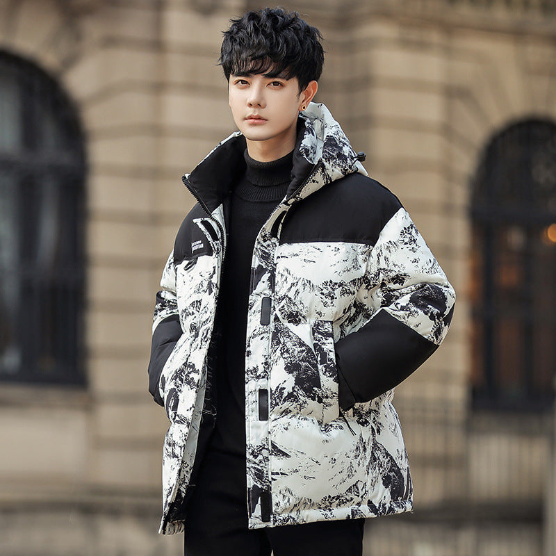 Clothing  Down Jacket Men Winter White Duck Down Short Thick Warm Windproof Fashion Hooded Outerwear