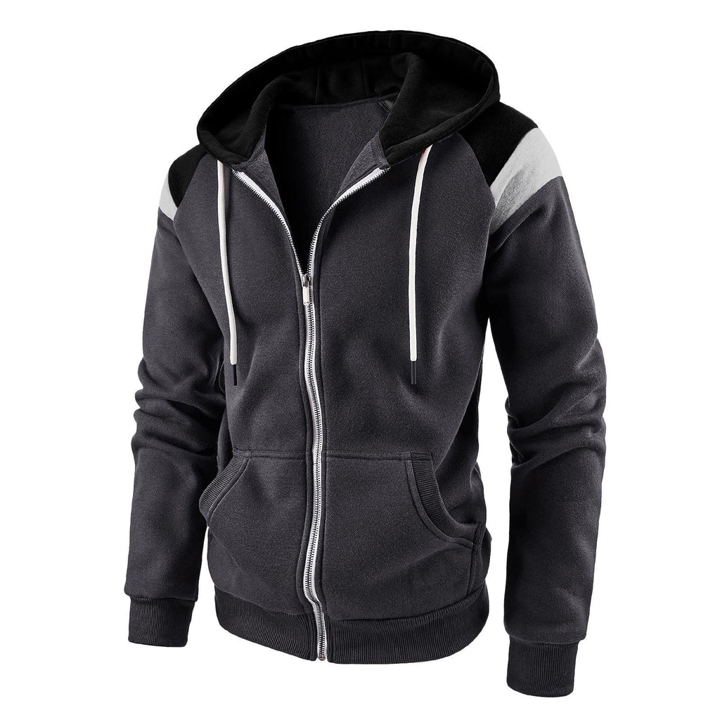 Men's Color Block Long Sleeve Hooded Casual Sweatshirt
