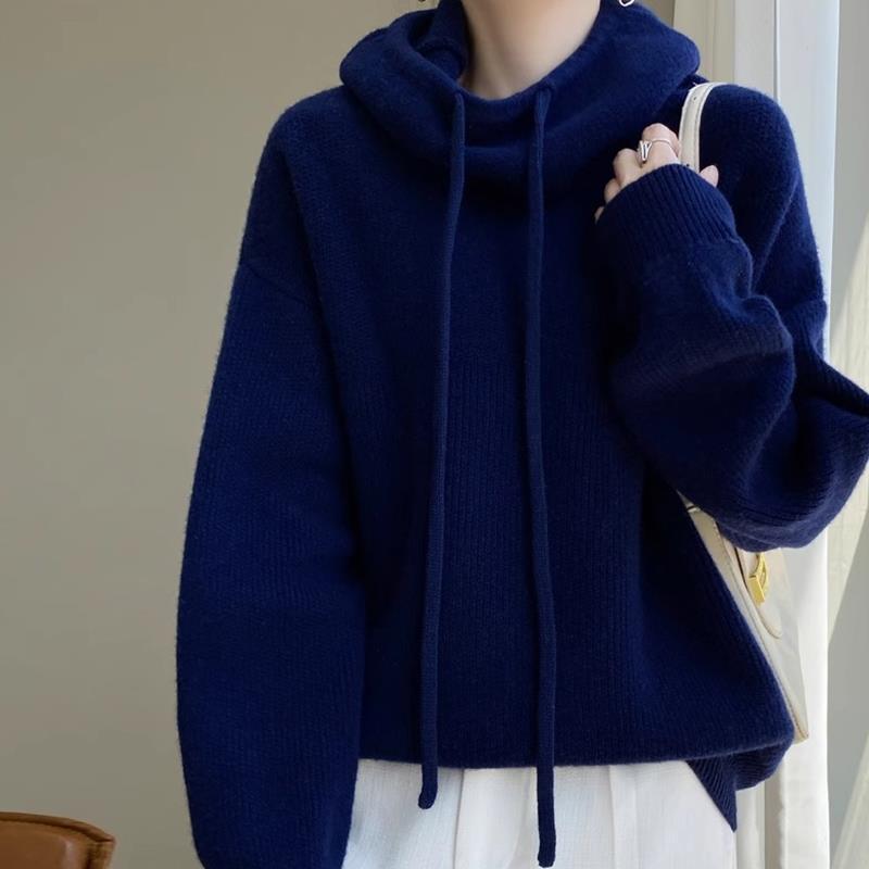 Lazy style versatile long sleeved knitted sweater for women