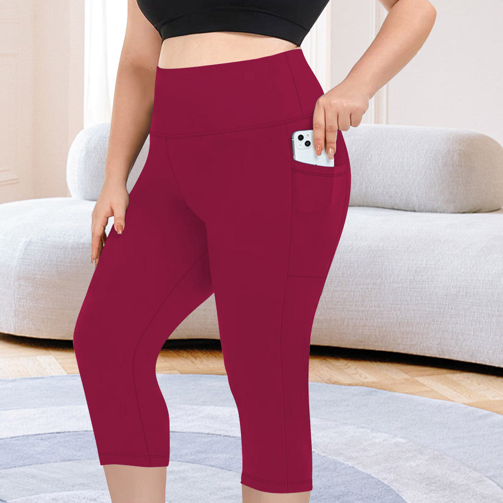 Pocket size seven yoga pants milk silk high waisted sports leggings