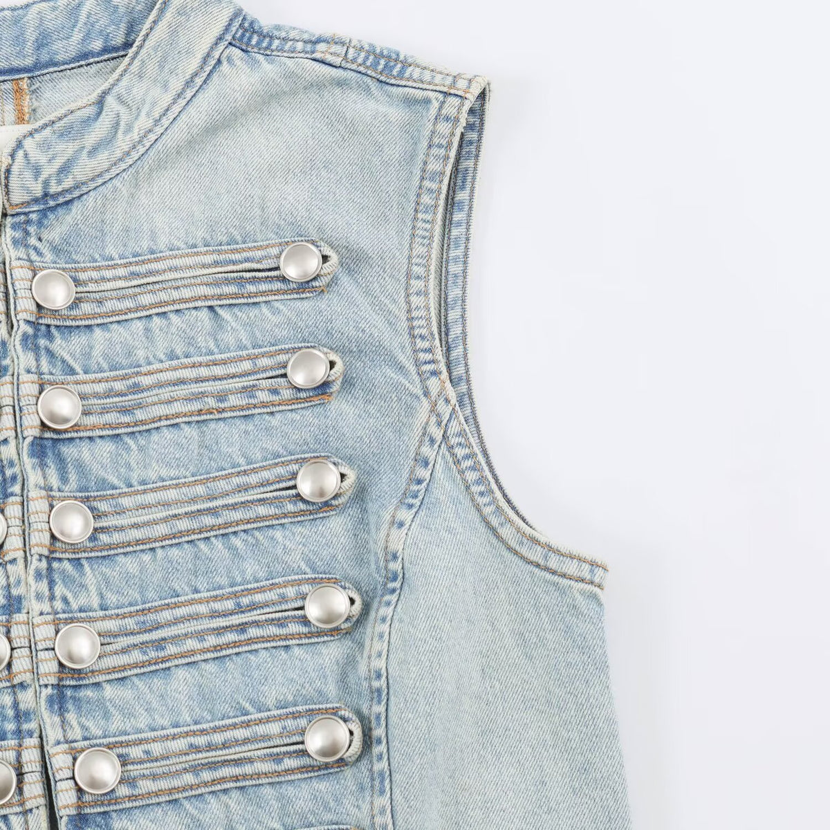 Decorative zipper denim vest women