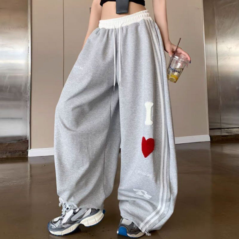 Women's Casual Solid Color Wide Leg Pants Elastic Waist Loose Fit Draped Trousers