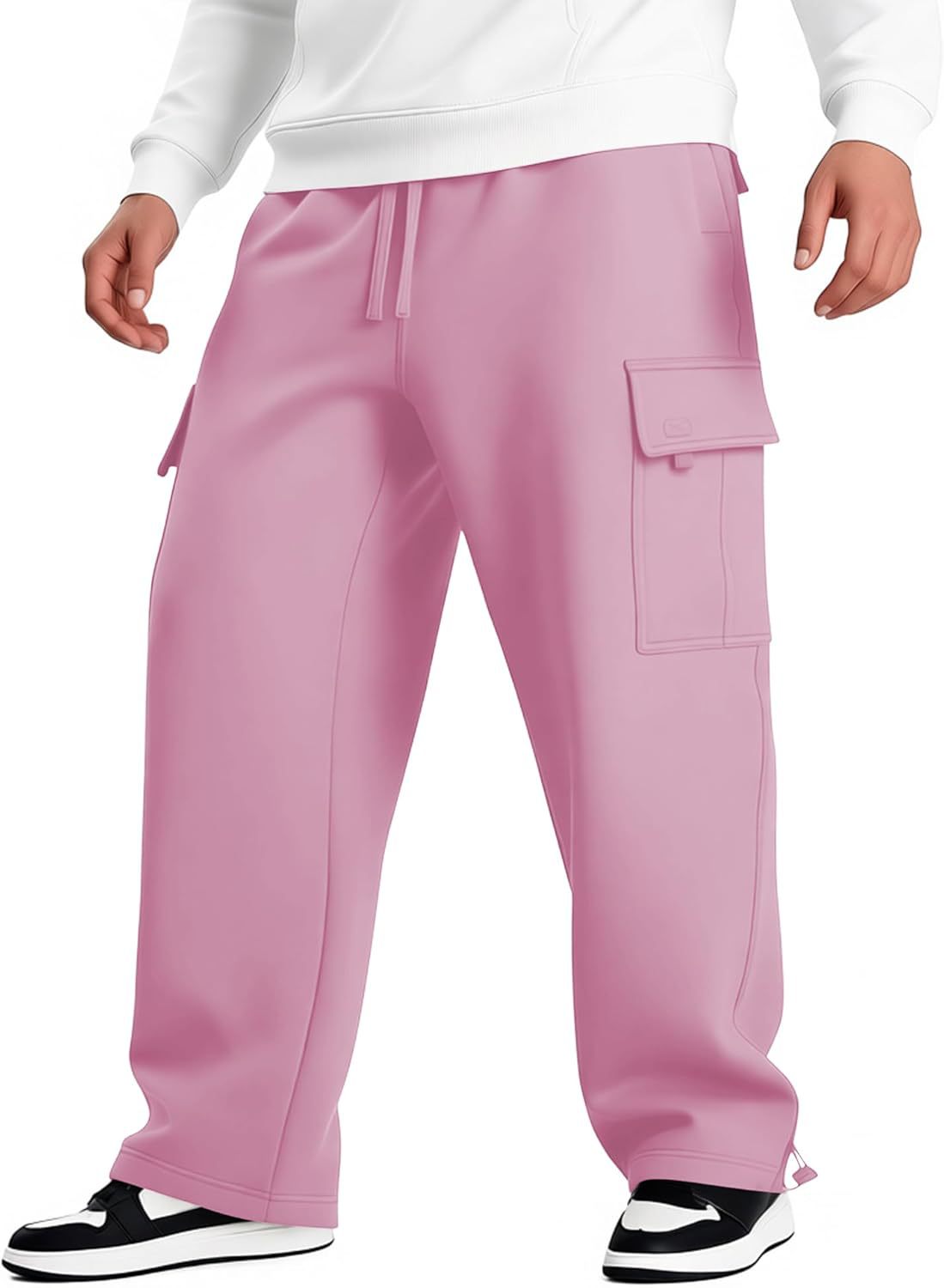 Men's Multi-pocket Casual Pants with Unique Design, Loose Fit Workwear Style Long Trousers