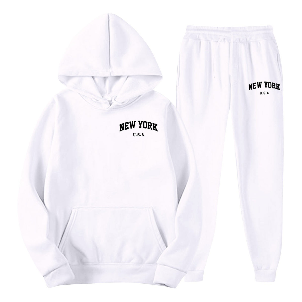 Men's Hoodie Set Solid Color Two-Piece