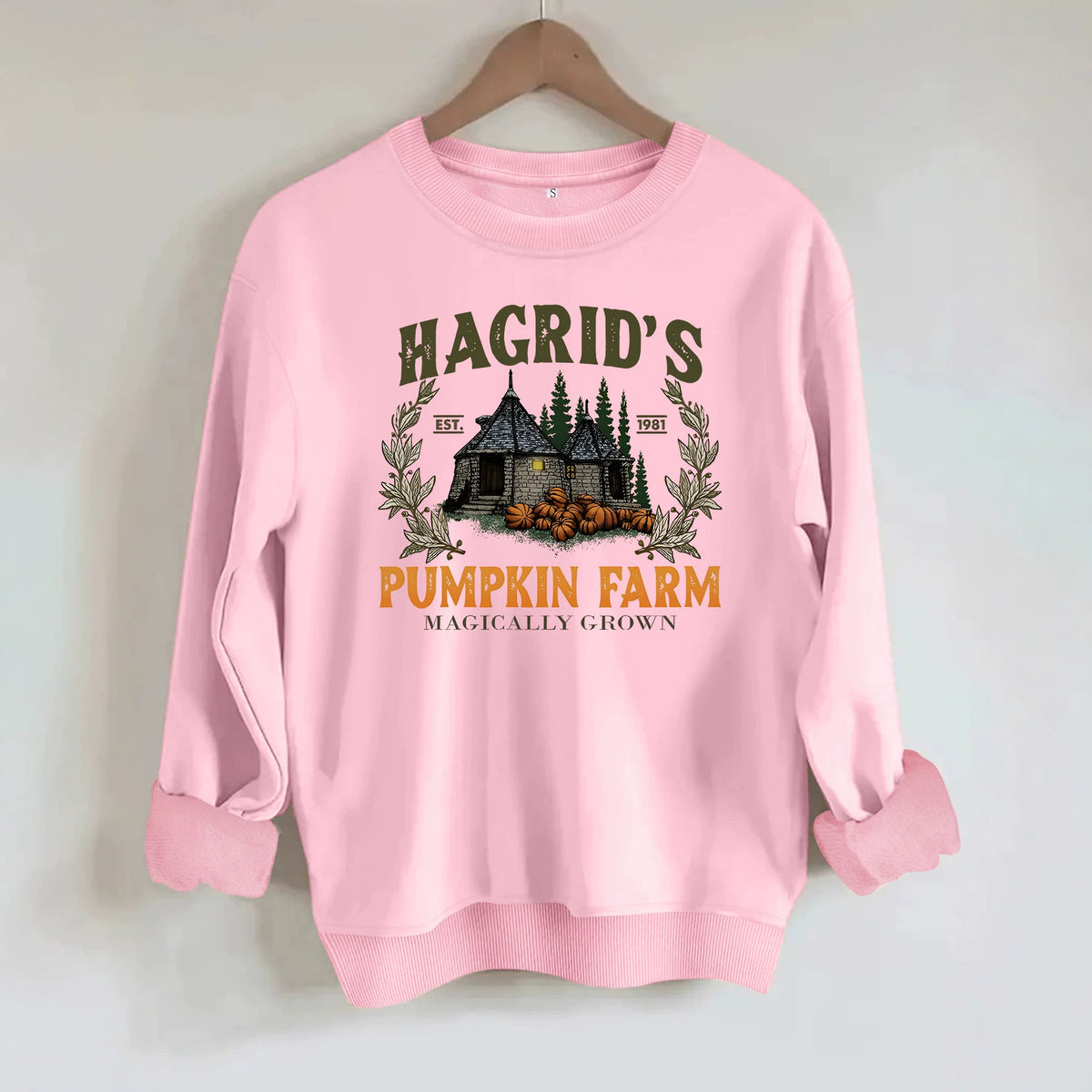 Pattern printed round neck fleece hoodie