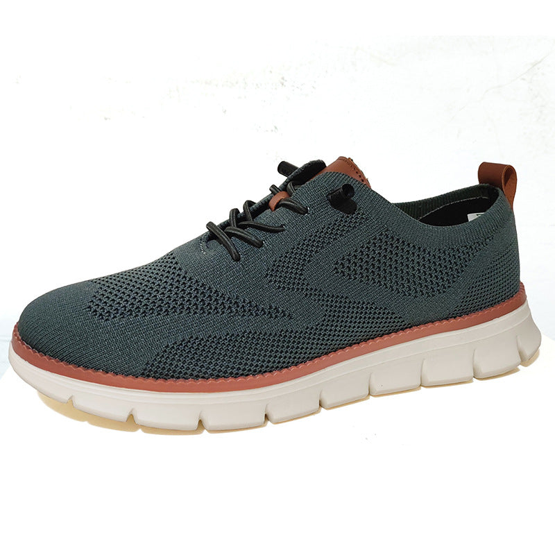 Lightweight lace up casual men's shoes breathable fly woven men's size