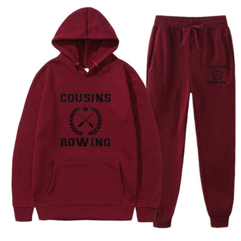 Loose Hooded Sweatshirt and Cuffed Pants Set