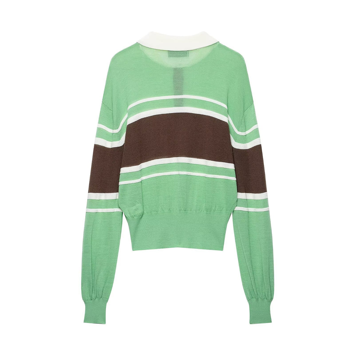 Collar striped long sleeved sweater