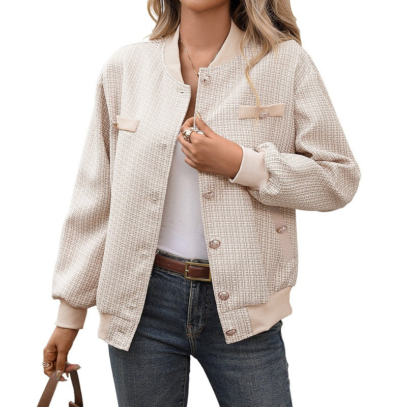 Women's Casual Baseball Collar Open Front Jacket