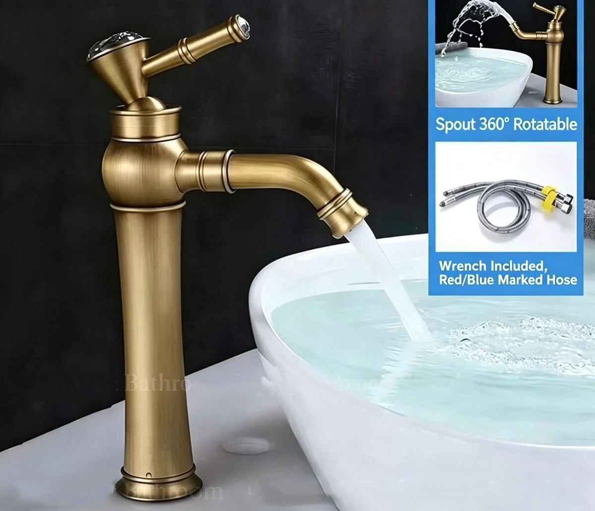 Copper Retro Mid-Century Bamboo Node Cold Hot Kitchen Faucet Balcony Sink Outdoor Freeze-Resistant Washing Machine Spout