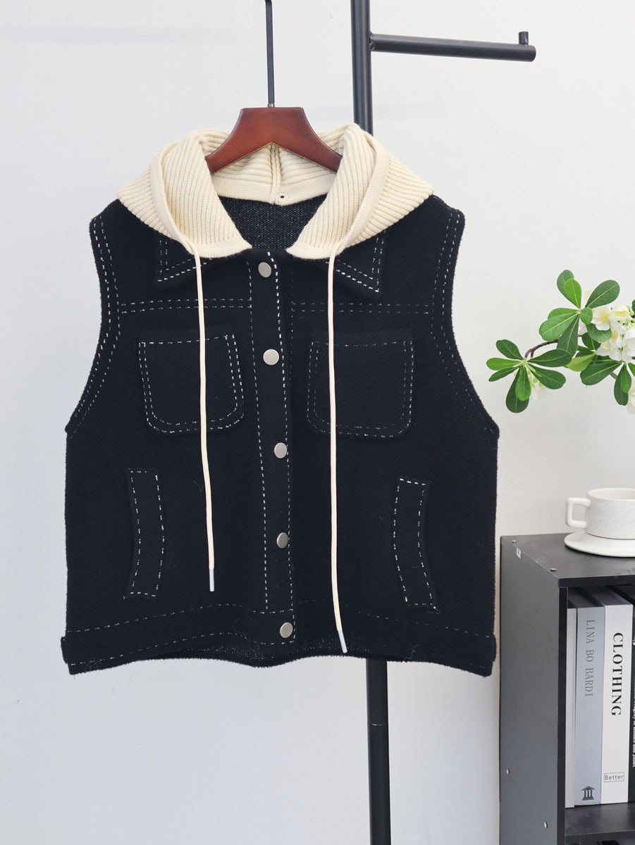 Loose sleeveless sweater vest for women