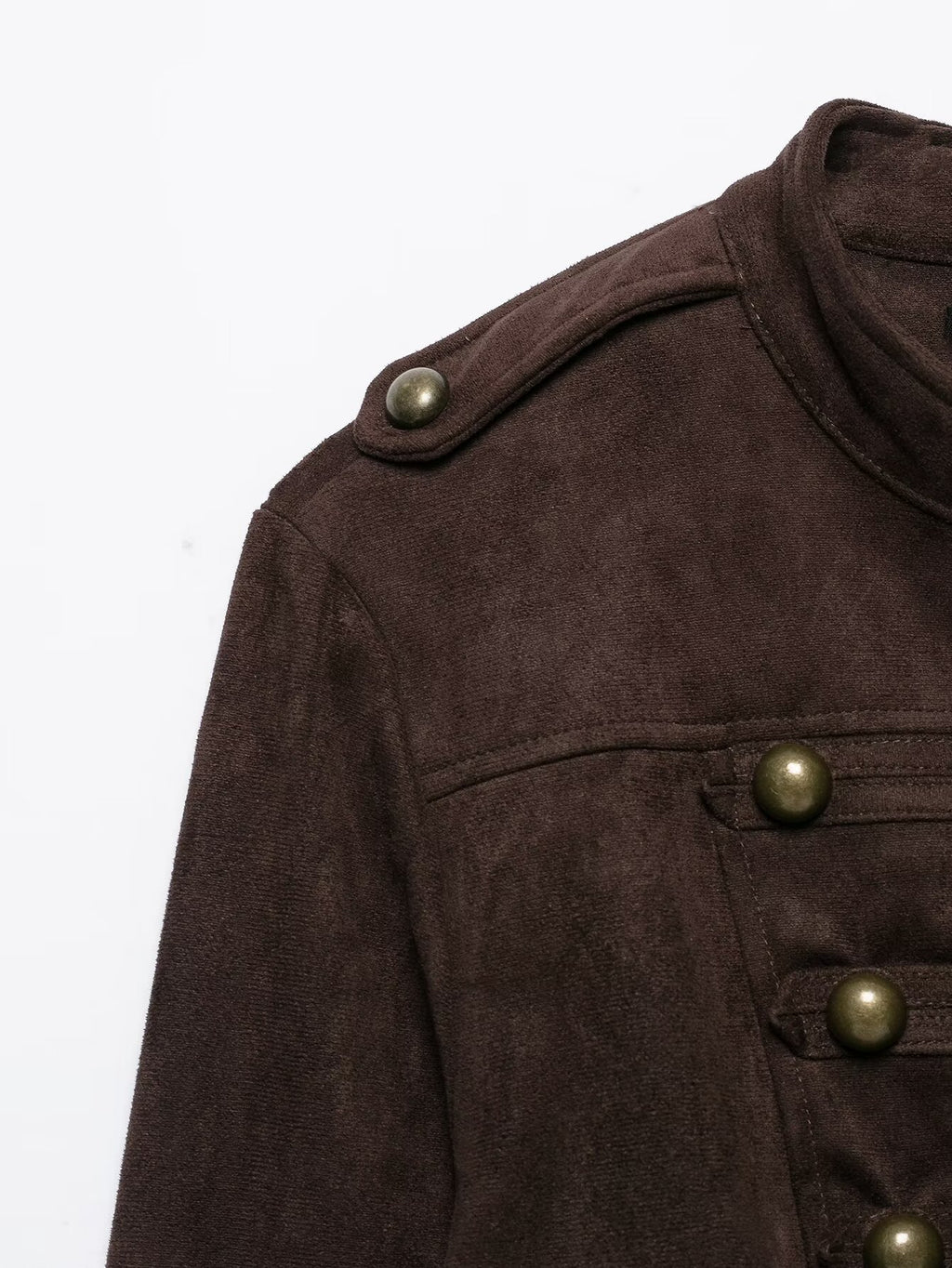 Half high collar long sleeved buttoned jacket