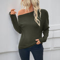 Casual Long Sleeve Asymmetrical Off-Shoulder Women's T Shirt