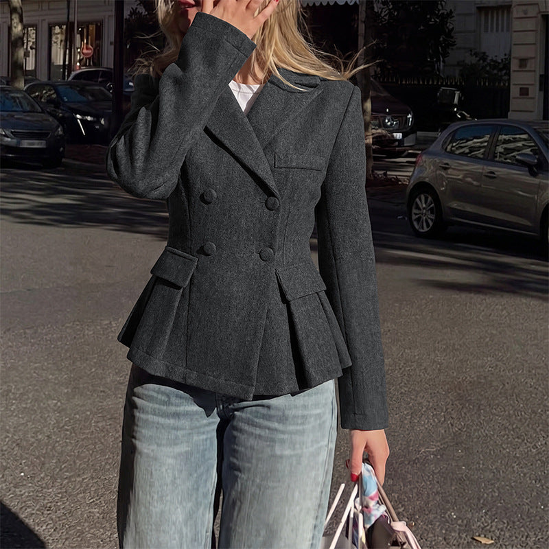 Women's Wool Blend Blazer, Loose Fit A-Line Commuter Elegant Jacket