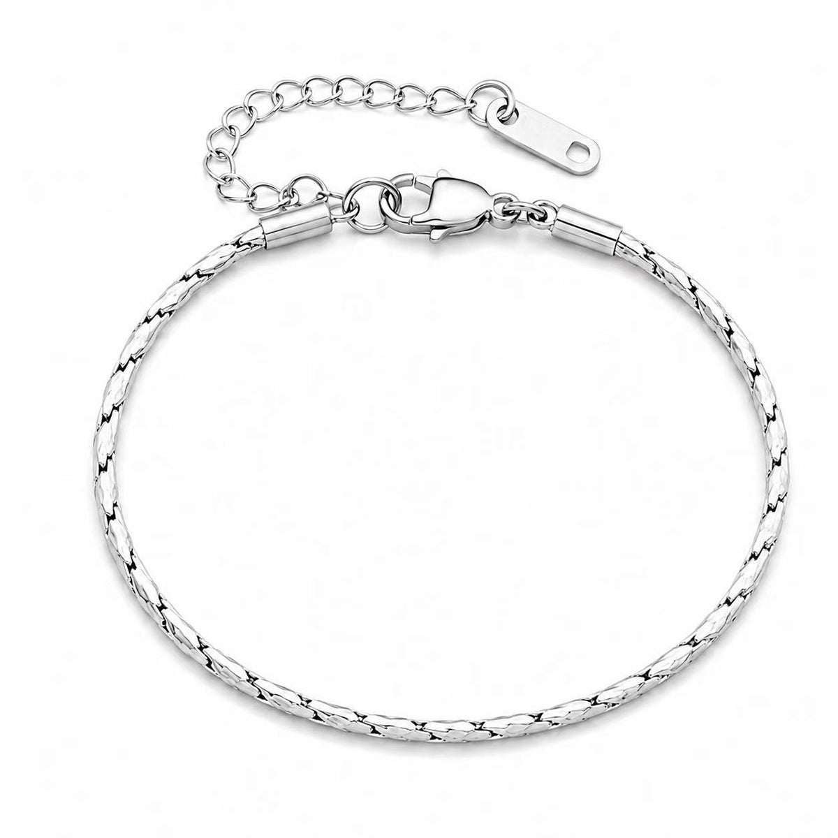 Stainless Steel Silver 3 Piece Set Bracelet Snake Chain Cube Link Jewelry for Men Women