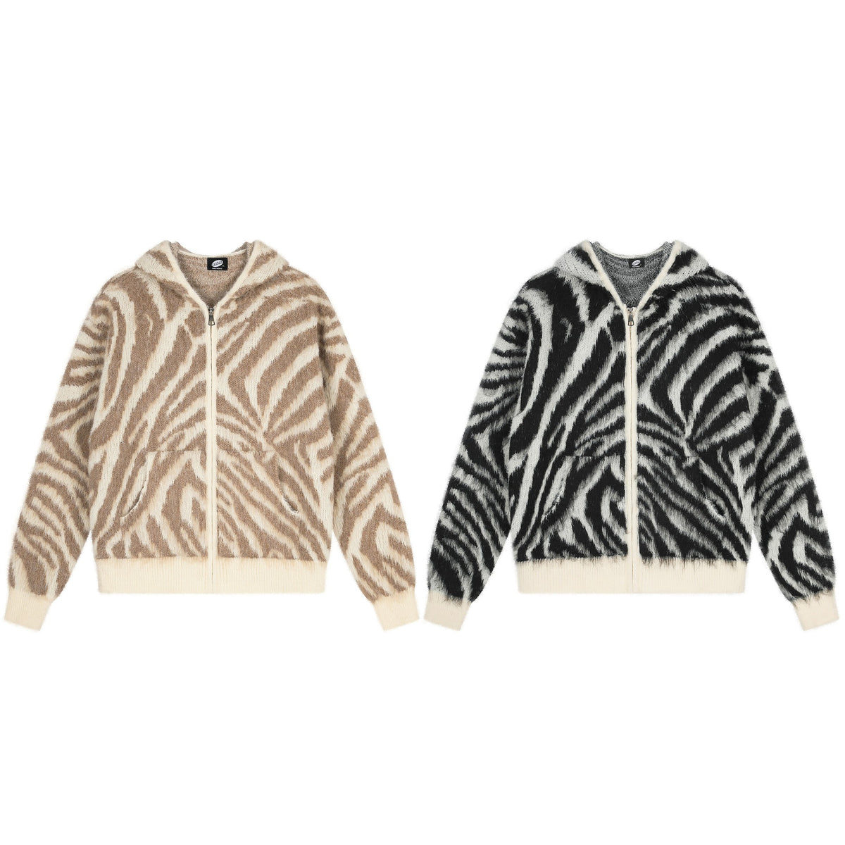 Zipper Zebra Pattern Sweater