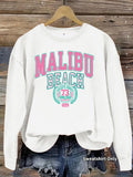 Letter pattern printed round neck fleece hoodie