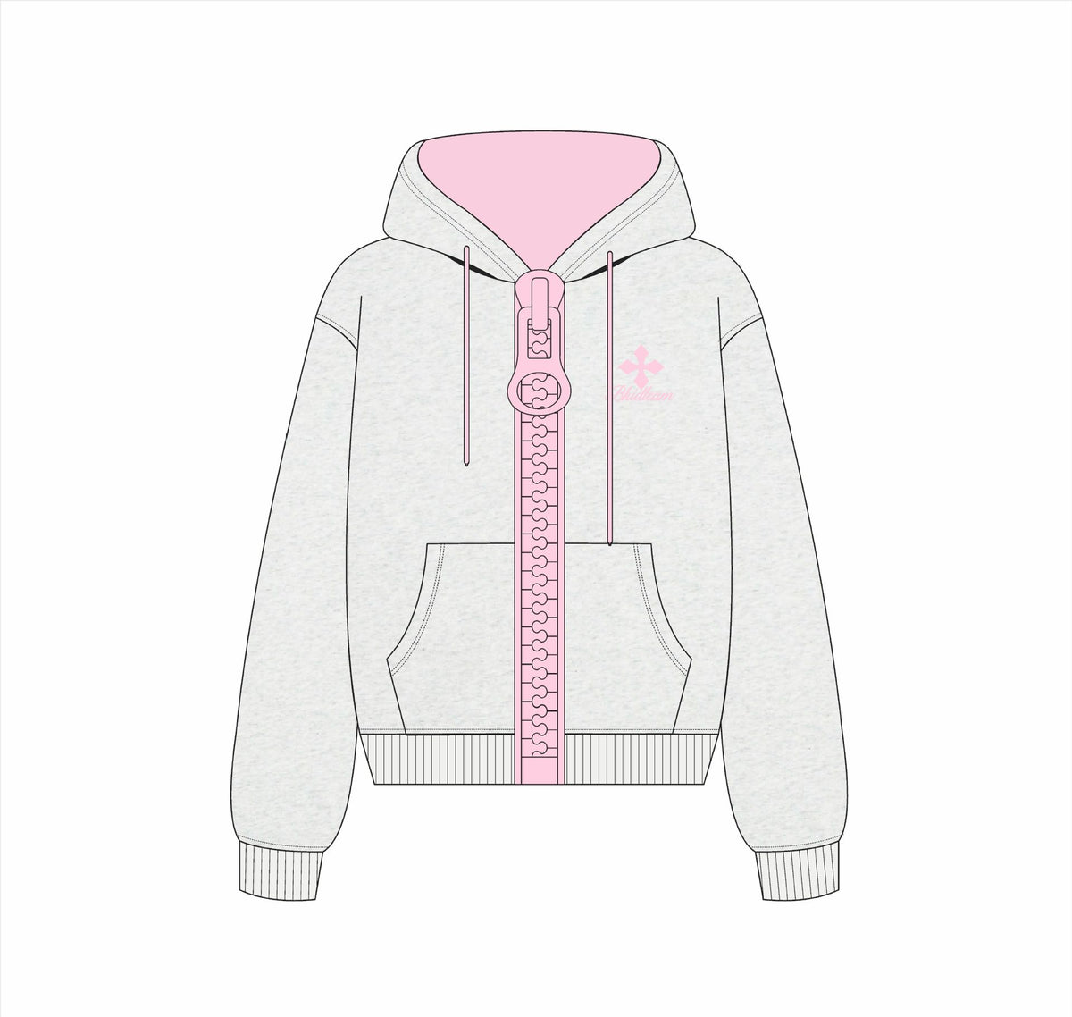 Women's Relaxed Fit Hooded Sweatshirt Jacket - White Grey Fall Winter Pullover