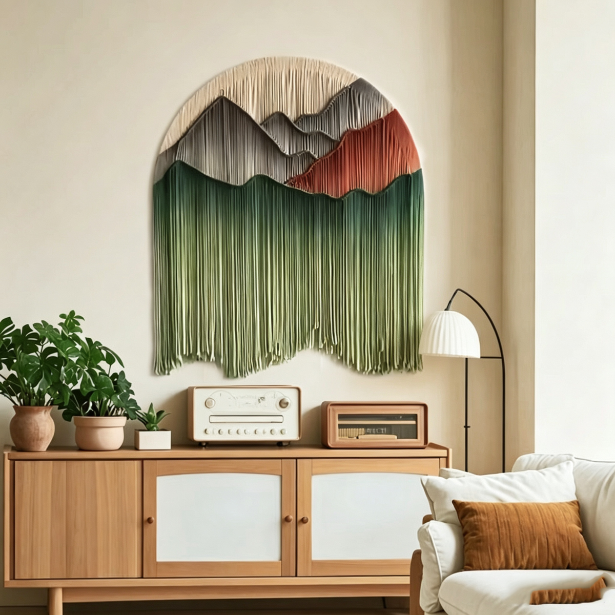 Handwoven circular tapestry decoration