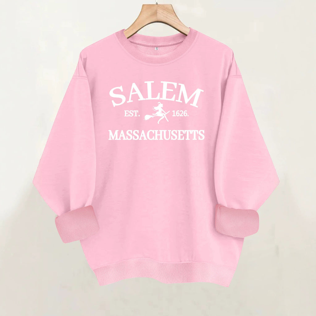 Printed round neck fleece hoodie
