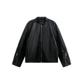 Retro Design Zip-Up PU Leather Jacket Unisex Edgy Biker Style Coat
